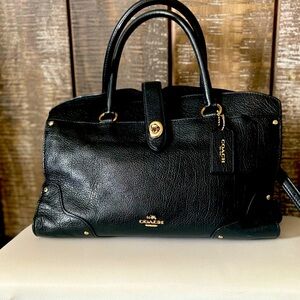 Coach Mercer 30 Black Leather Tote Bag with Strap